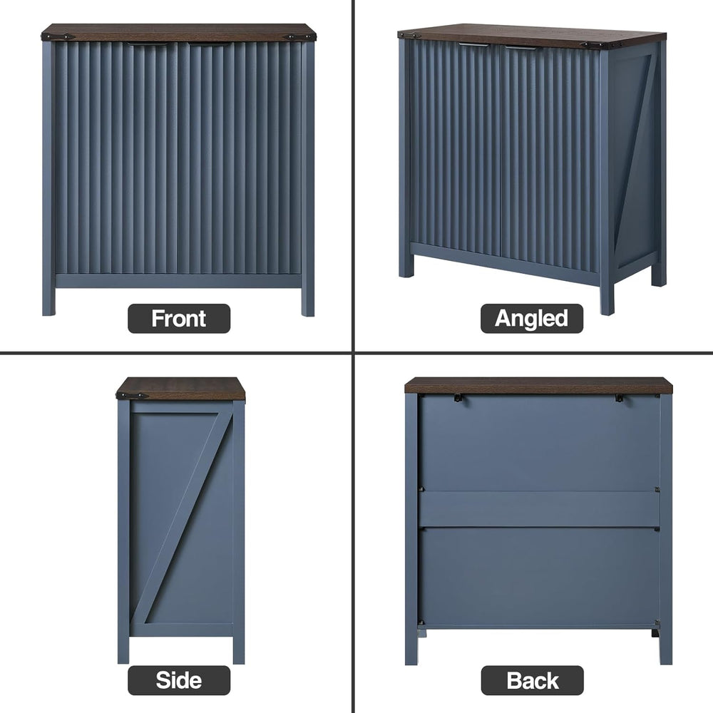 BuildHom 32" Sideboard Buffet Cabinet with Storage, Fluted Accent Storag...