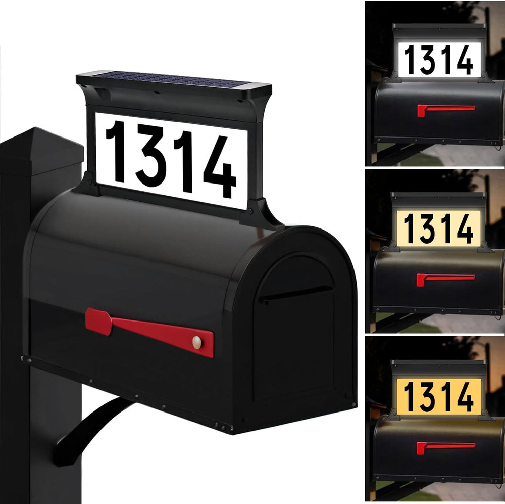 Lacasa Solar Address Sign, 3 Colors-in-1 Mailbox Number Plaque Light for Outd...