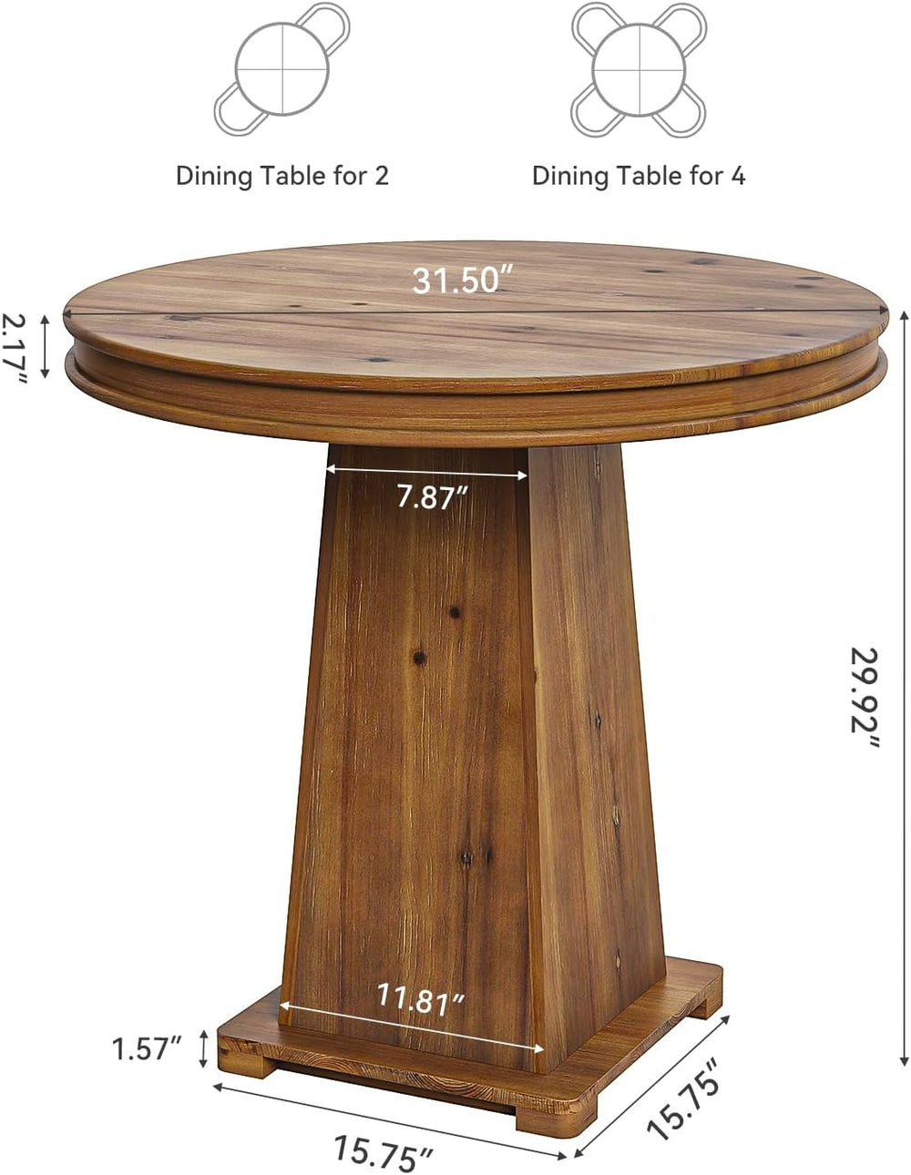 LITTLE TREE Solid Wood Round Dining Table, 31.5" Small Kitchen Table for...