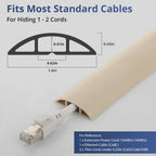 ZhiYo 3.6ft Cord Covers for Wires on Floor, Cord Hider Floor Hide Extension Cords, Soft PVC Cable Cover Cable Protector, Wire Cavity W0.62in H0.31in, Beige