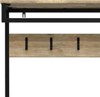 SIMPLIHOME Westmont Hall Tree Bench - 40 inch Wide Solid Mango Wood Entryway Seat in Natural, Industrial Bench for Entryway or Hallway with Metal Frame, Coat Hooks and Open Shelf
