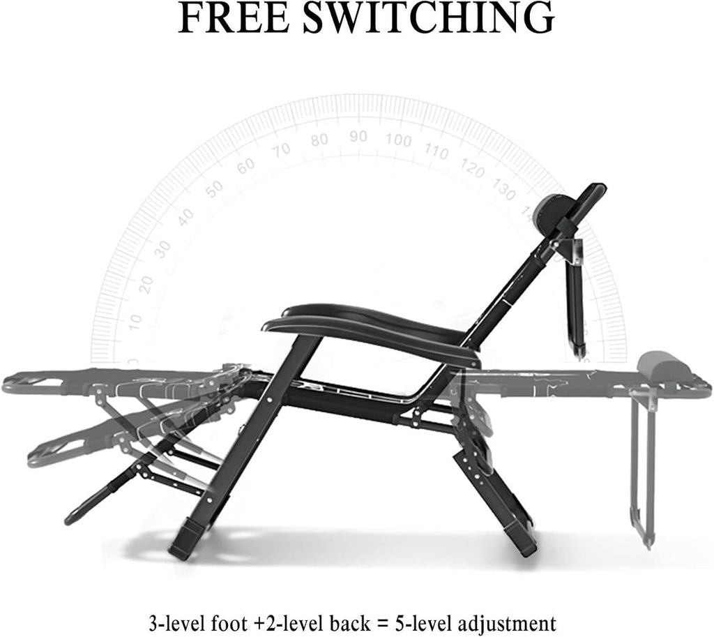 Padded Lounge Chair Wider Armrest Adjustable Portable Recliner with Head Support Bar Support