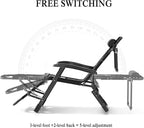 Padded Lounge Chair Wider Armrest Adjustable Portable Recliner with Head Support Bar Support