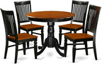 East West Furniture ANWE5-BCH-W 5 Piece Dining Set Includes a Round Kitchen Table with Pedestal and 4 Dining Room Chairs, 36x36 Inch, Black & Cherry
