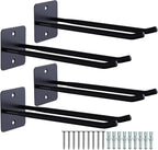 Large Garage Hooks Heavy Duty - 4 Pack 12.2" Long Garage Storage Utility Hooks, Wall Mount Ladder Hanger, Garage Organizer for Hanging Tool, Chairs, Hoses, Garden Tool, Bulk Items, Ropes, etc.