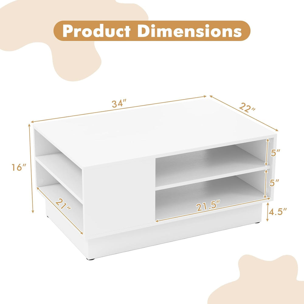 GIANTEX Coffee Table with Storage, 2-Tier Centet Table, White