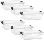 Superio Storage Bins with Lids- 6 Pack, 4.5 Qt Clear Boxes for Organizing, Stackable Plastic Containers- BPA Free, Non-Toxic, Odor Free, Organizer for Home, Office, Dorm
