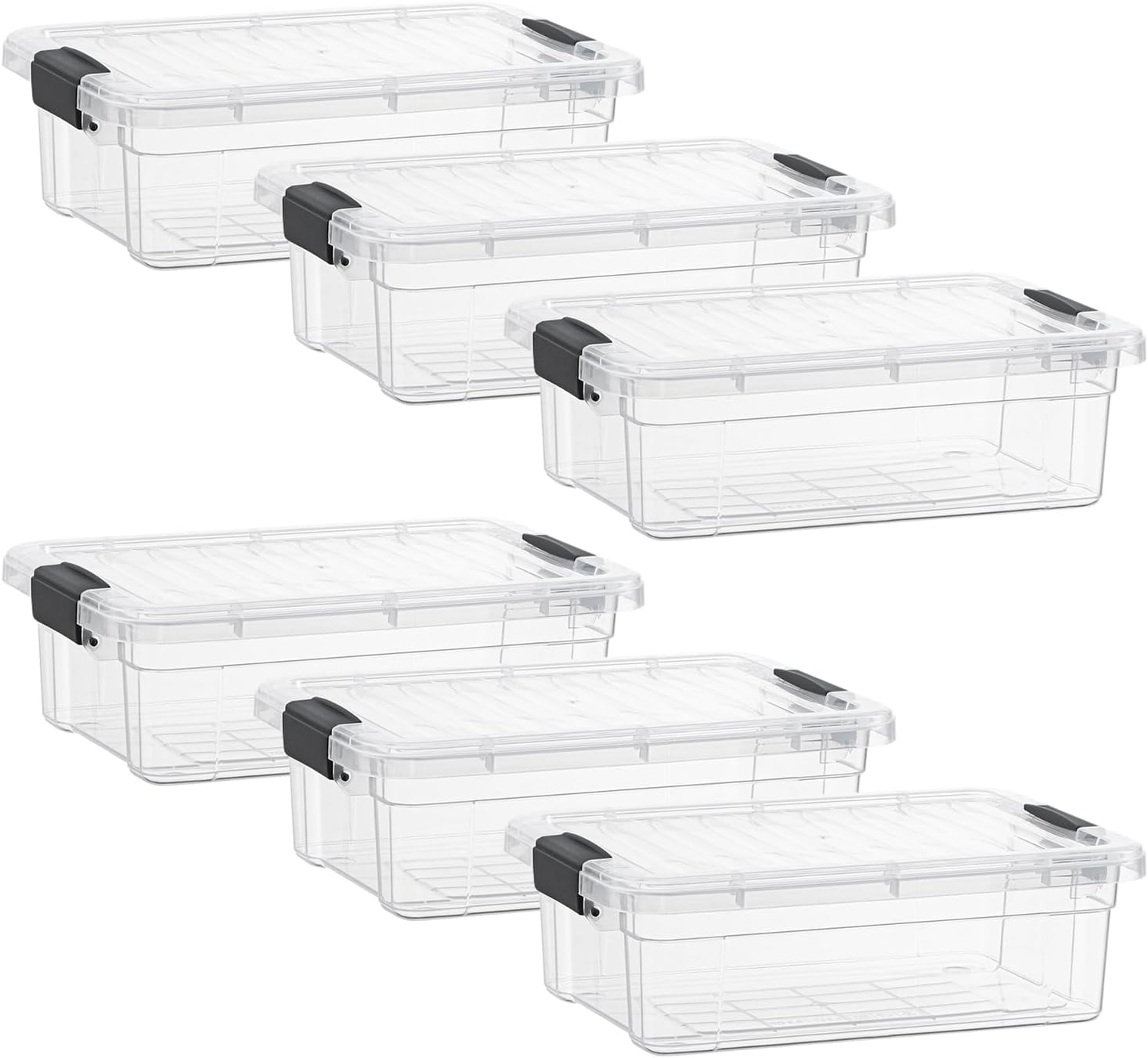 Superio Storage Bins with Lids- 6 Pack, 4.5 Qt Clear Boxes for Organizing, Stackable Plastic Containers- BPA Free, Non-Toxic, Odor Free, Organizer for Home, Office, Dorm