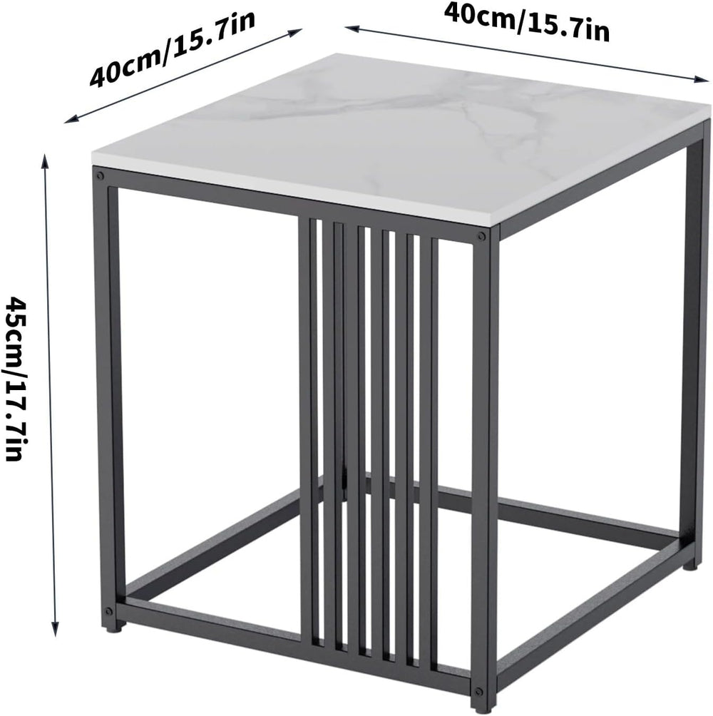 15.7W*15.7D*17.7H inch Solid Marble Coffee Table Sofa Side End Bedside Nights...