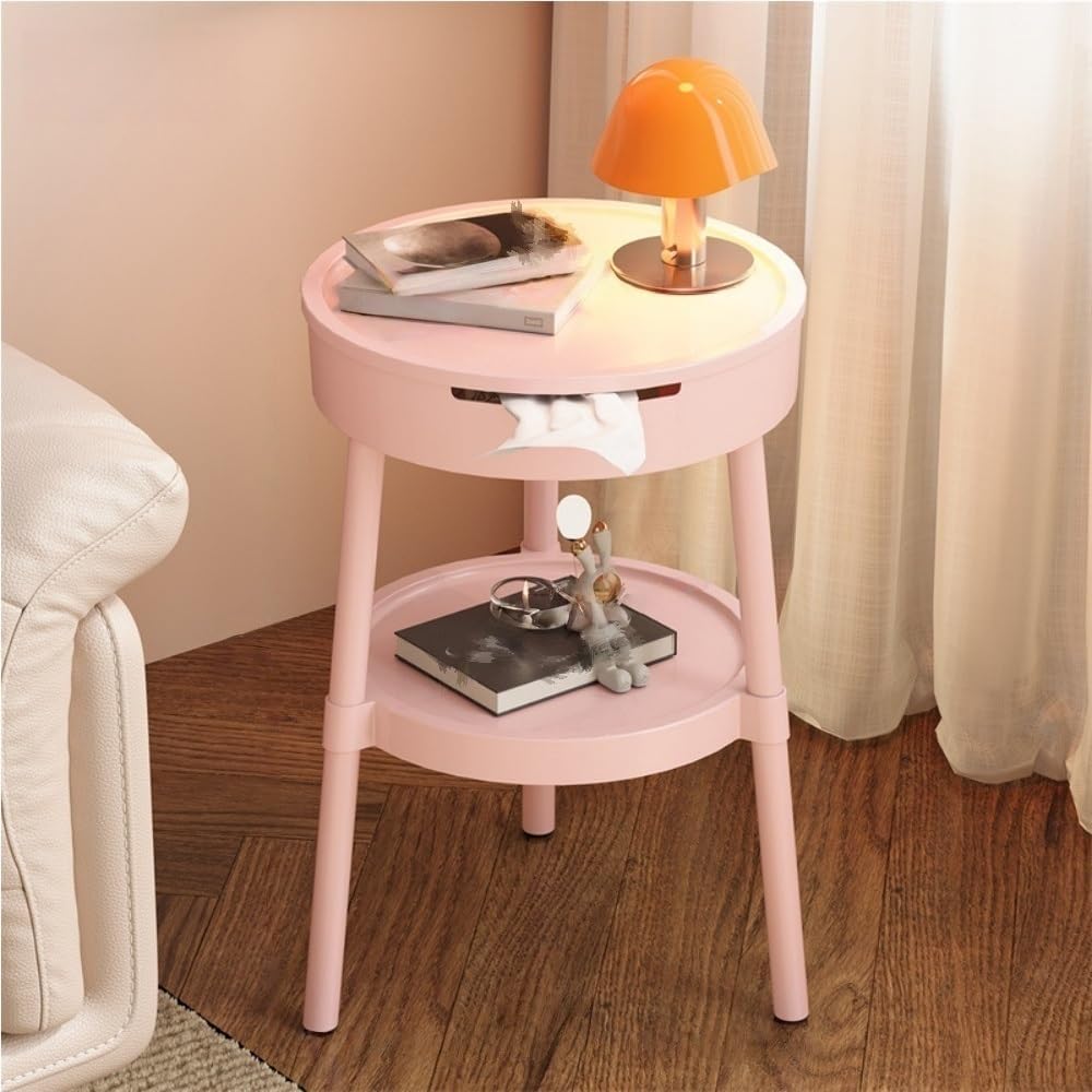 2 Tier Portable End Table, Decorative Side Table, PP Plastic Coffee Table, Mo...
