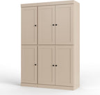 Palace Imports Solid Wood Kitchen Pantry Cabinet 71.5" Tall, 48.5" Wide – Storage Cabinet w/ 6 Shaker Doors, 2 Drawers & 8 Adjustable Shelves – Beige, 100% Renewable Eco-Friendly Wood, Made in Brazil