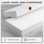 Homeforia White Floating Shelves 16 inch, High End Solid Real Wood 16inch Bathroom Floating Shelf for Wall Mounted, White Wooden 16 Floating Shelves, Heavy Duty Bracket, 16 X 6.5 X 1.75 inch, Set of 3
