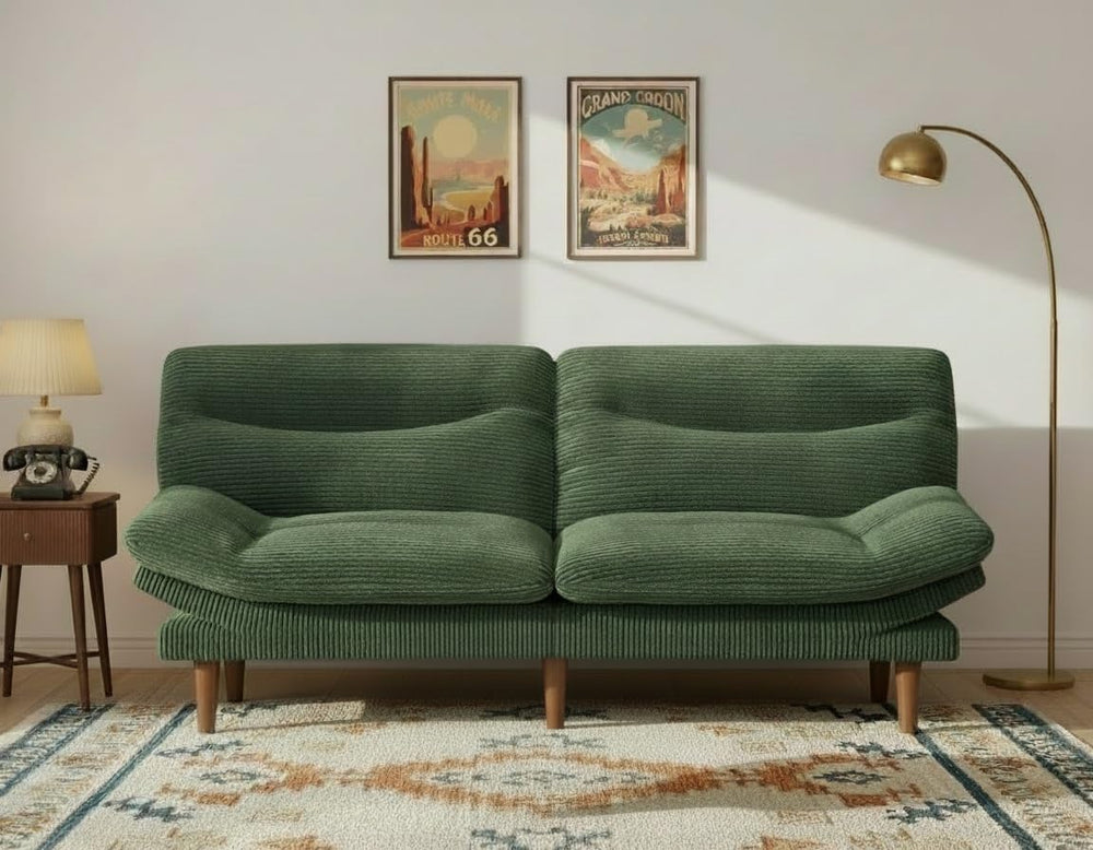 66″Futon Sofa Bed,3-in-1 Futon Couch w/Adjustable Backrest & Armrests, Co...