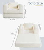 Versatile 2 in 1 Boneless Armchair Chaise Lounge Chair Indoor, Convertible Sleeper Chairs Couch Folding Sofa Bed Oversized Comfy Futon Floor Sofa BeanBag for Reading Nook Living Room Bedroom