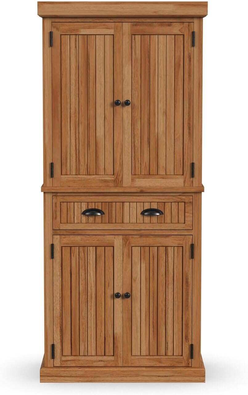 Homestyles Nantucket Natural Wood Pantry with Four Doors