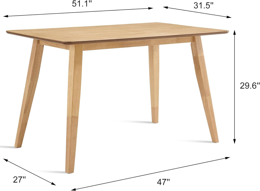FSC Certified Wood Dining Room Table, 51in Small Rectangular Kitchen Table Sp...