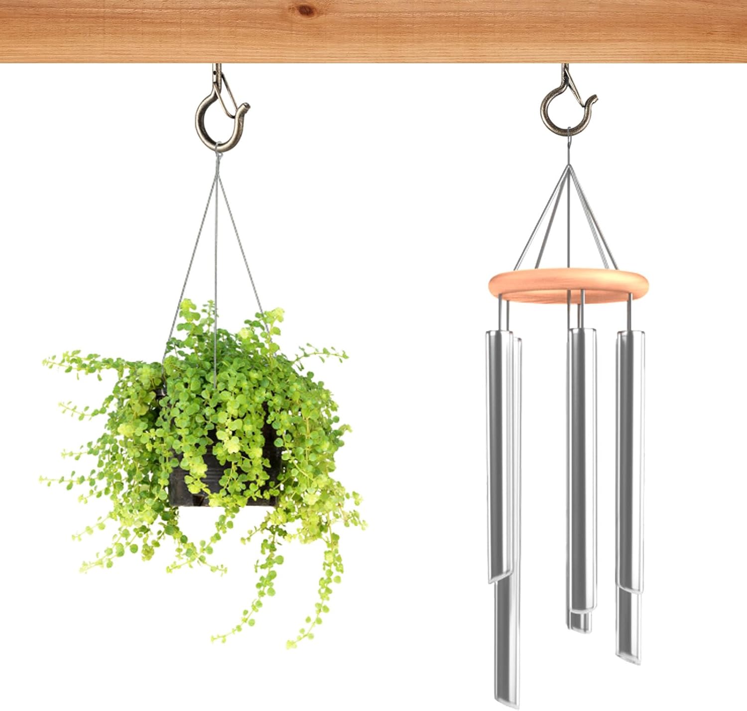 24 PCS Q-Hanger Hooks, Screw Hooks for Outdoor String Lights, Safety Buckle Design Cup Eye Hook for Hanging Christmas Lights, Plants, Mounted on Wall Ceiling, Include 1 Wing Nut Driver, Copper