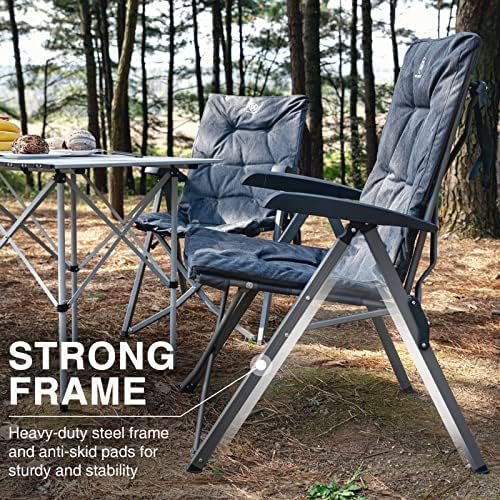 EVER ADVANCED Luxury Camping Chairs 2 Set for Adults Heavy Duty High Back Ove...
