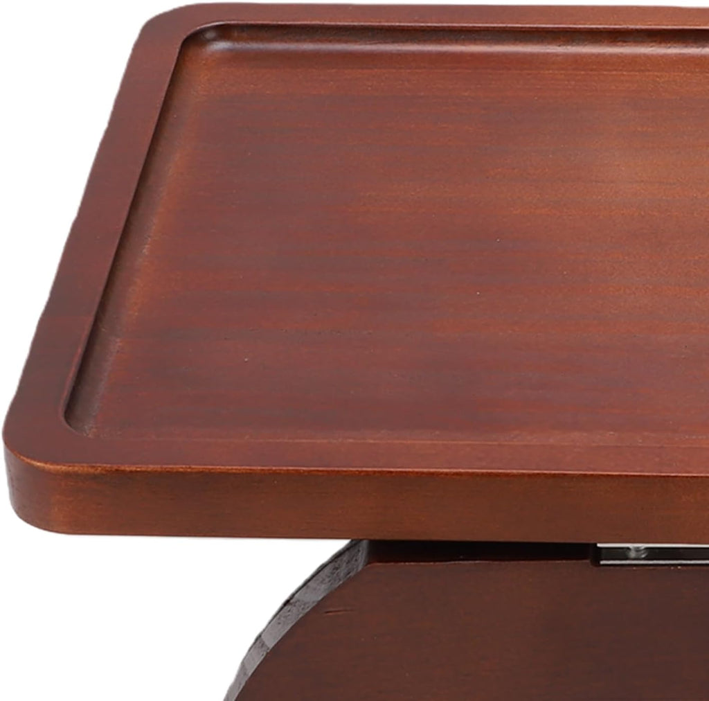 Cryfokt Couch Cup Holder Tray, Large 15.4x9.9 Inch Foldable Sofa Arm Table with 360 Rotating Phone Stand, for Living Room Snacks and Drinks (Brown)