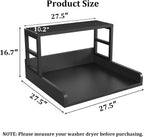 Washer Dryer Countertop with Shelf, 27.5″D x 27.5″W x 16.7″H, Countertop for Washer and Dryer Top with Non-Slip Pads and Edge Rails, Laundry Room Storage and Organization(Black)