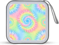 Portable CD/DVD Holder Pink Rainbow Tie Dye, 40-Capacity Hard Case with Zipper, Protective Storage Binder for Music Movies Game Discs