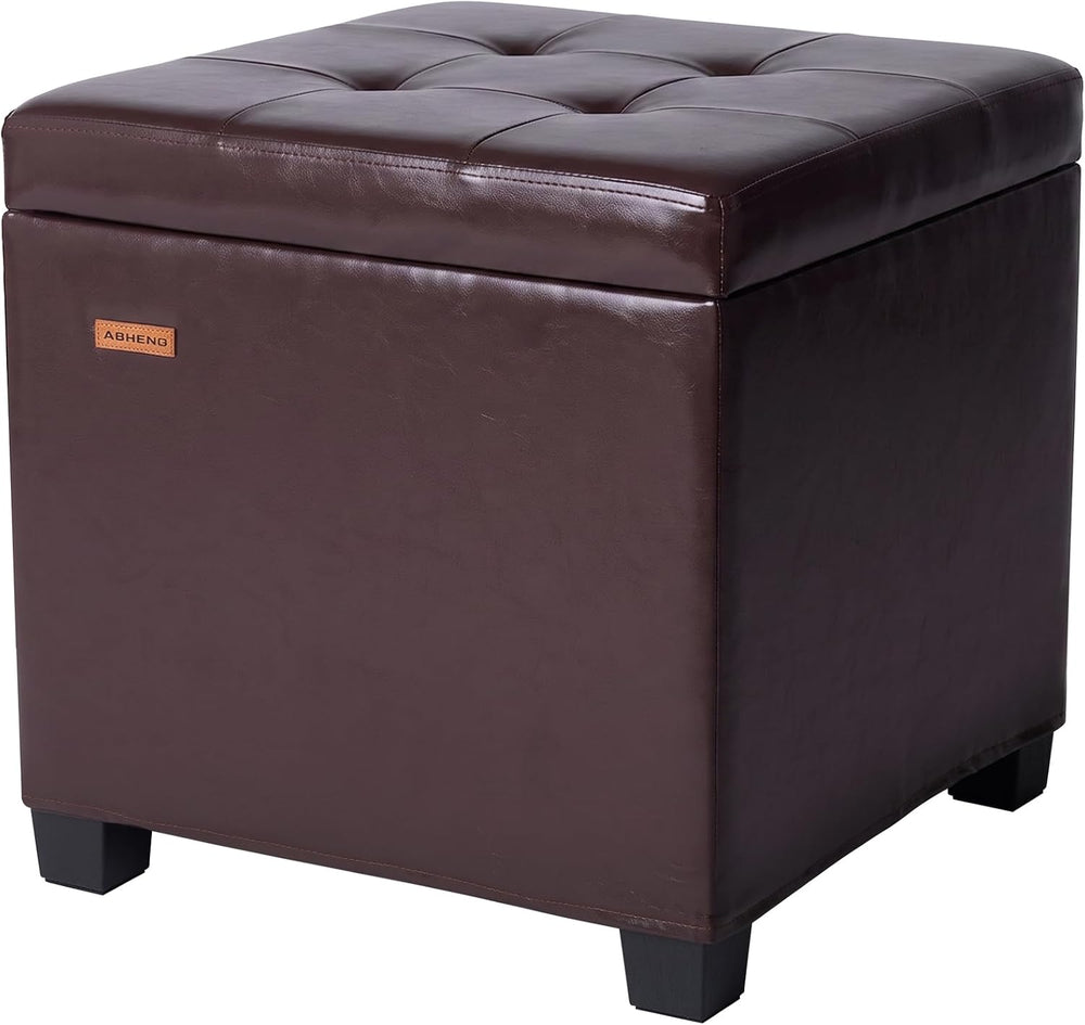 ABHENG Steel Frame Square Ottoman with Storage Antique Brown UASND63R | 17.7&...