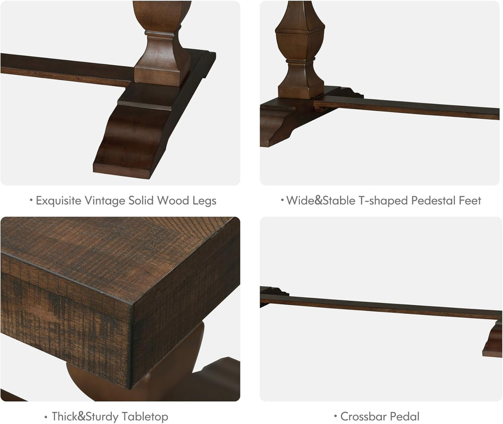 WAMPAT 74.8-inch Long Vintage Farmhouse Dining Table for 6-8 People,Sturdy Wo...