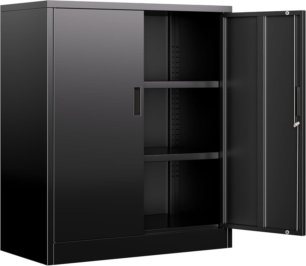 BESFUR Metal Garage Storage Cabinet with 2 Locking Doors and 2 Adjustable She...