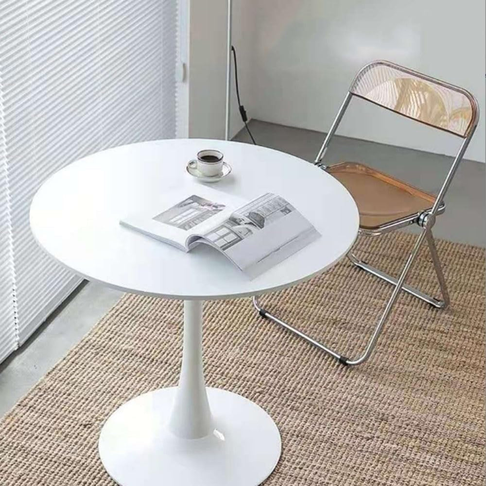 23.4" Tulip Dining Table, White, Perfect for 2-4 People, Mid-Century Mod...