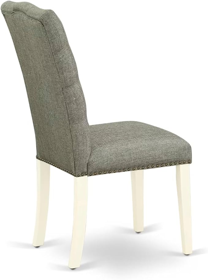 East West Furniture V097EL207-7 7 Piece Dining Table Set Consist of a Rectangle Kitchen Table with V-Legs and 6 Gray Linen Fabric Parson Dining Room Chairs, 40x72 Inch, Multi-Color
