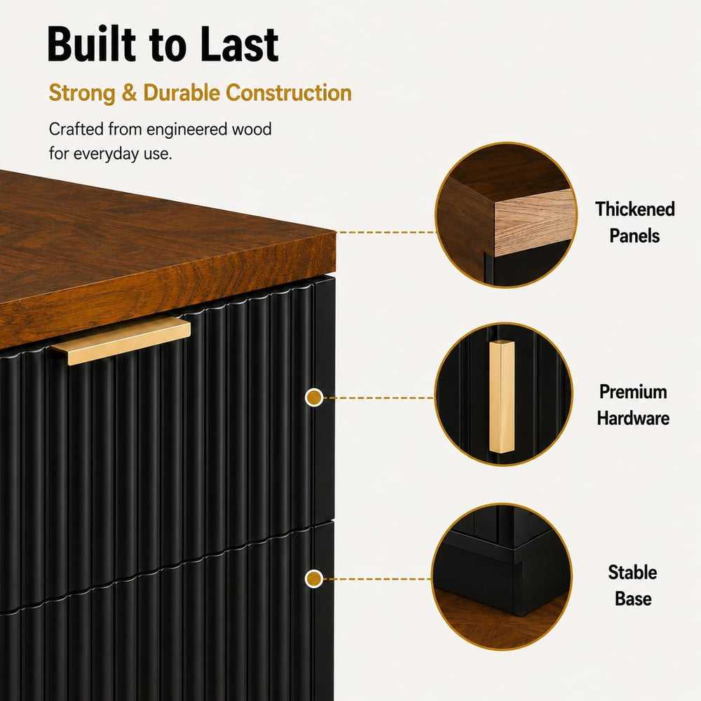 Coffee Bar Cabinet with Fridge Space, Mini Fridge Cabinet with Power Outlet, ...