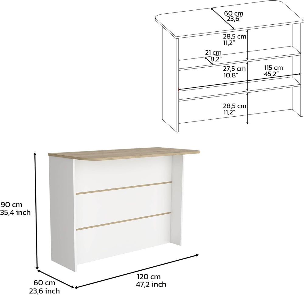 Kitchen Island with Two-Tier Storage Shelf and Workstation, White | Two-tier ...
