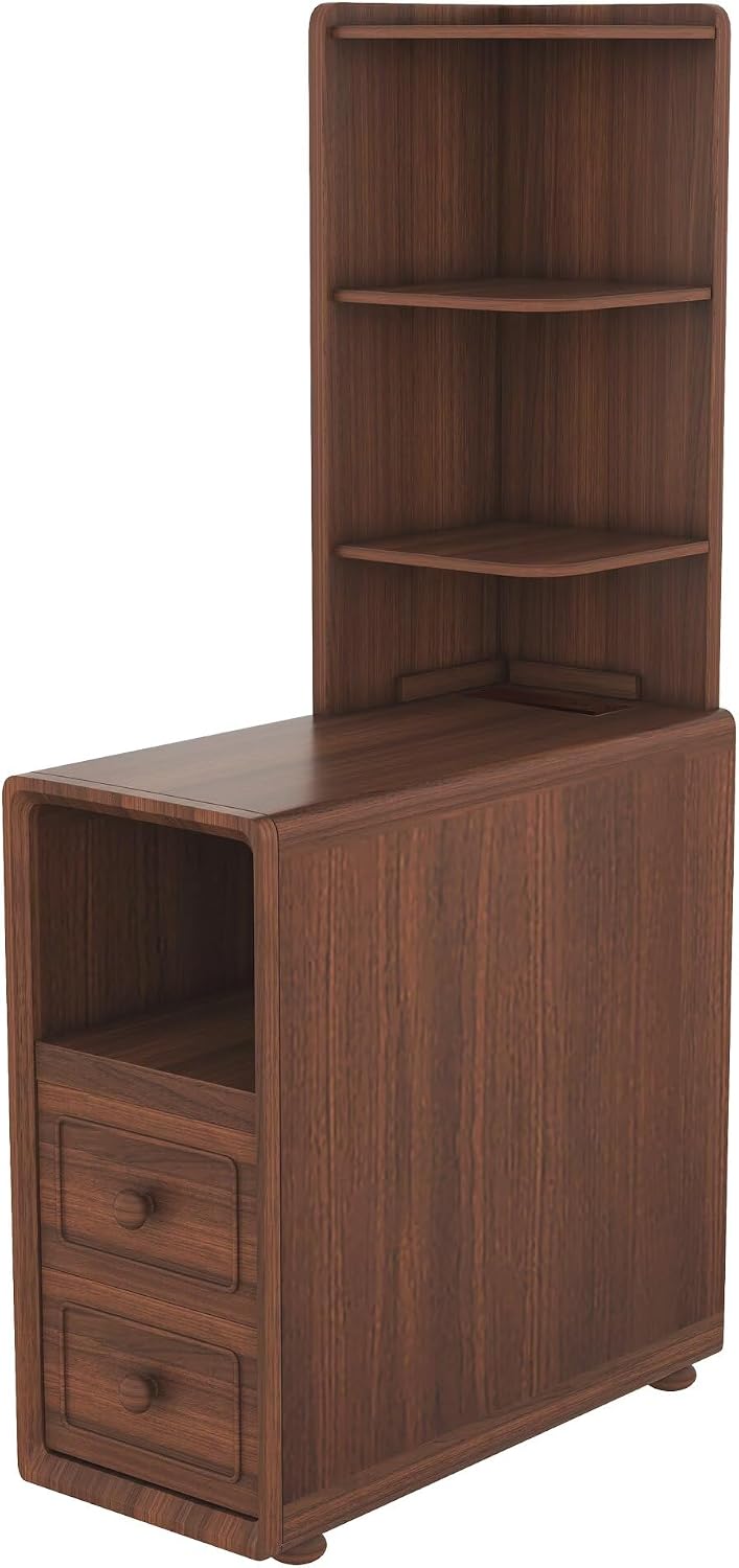 JIJIWANG Tall End Table with Drawers, 47.2" Corner Shelf Table with Open...