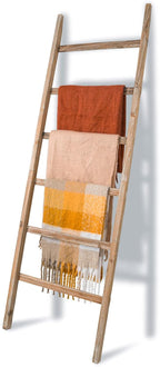 Blanket Ladder 6.4FT, Wooden Blanket Ladders for the Living Room, 6-Layer Farmhouse Rustic Quilt Rack for Living Room Bathroom (24 inch Wide)