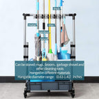 Broom And Mop Holder Put Wet Movable Floor-Mounted Mop Rack Floor Standing Cleaning Tool Cart Storage For Garden Garage Schools, Hospitals, Factories, Hotels,Property Companies