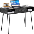 VECELO 39.3" Home Office Work Table with Drawers,Computer Desk with Hairpin Leg for Writing/Study,Classic Grey