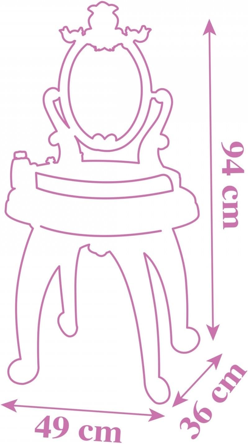 Smoby - Gabby et la Maison Magique - 2-in-1 Dressing Table - Stool + 12 Dummy...