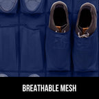 GORILLA GRIP Over the Door Shoe Organizer, 24 Large Breathable Mesh Pockets, Space Saving Hanging Storage Holder, Closet Rack Hanger Holds Up to 40 lbs, Hangs on Closets for Shoes, Accessories, Navy