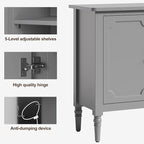 RoyalCraft 59" Buffet Cabinet with Storage, Vintage Sideboard with Adjustable Shelves & Carved Handle, Mid Century Modern Painted Credenza Coffee Bar for Kitchen, Dining Room, Dove Gray