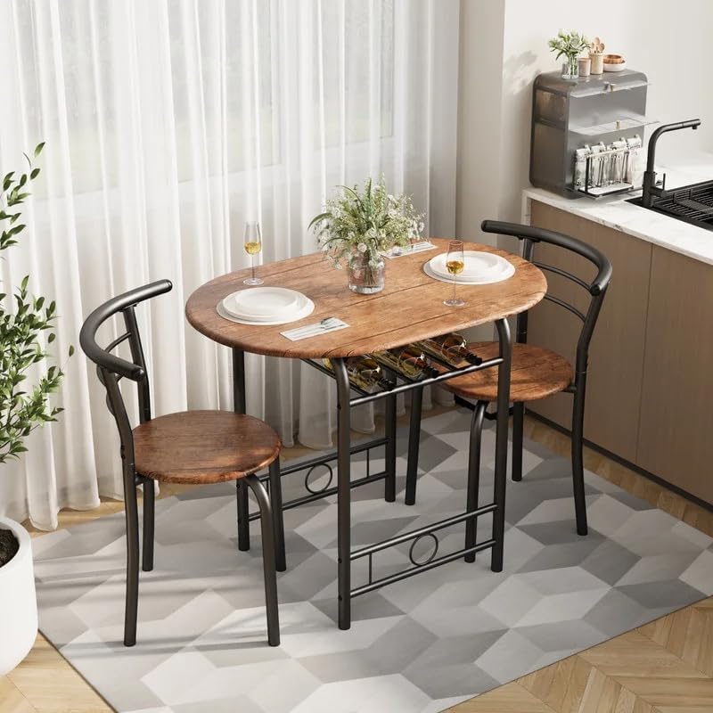 Shahoo 3-Piece Dining Table Set for 2, Kitchen Breakfast Nook Set | 2 Chairs ...
