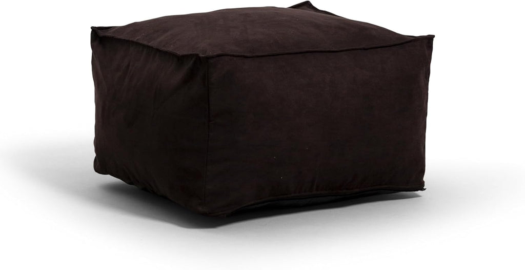 Big Joe Imperial Lounger Ottoman Foam Filled Bean Bag with Removable Cover, Black Plush, Soft Polyester, 2 feet
