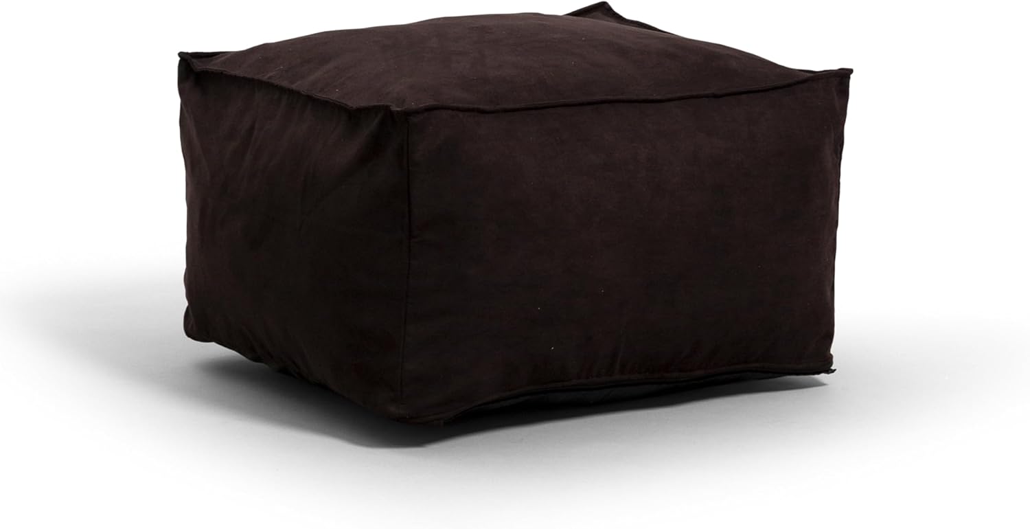 Big Joe Imperial Lounger Ottoman Foam Filled Bean Bag with Removable Cover, Black Plush, Soft Polyester, 2 feet
