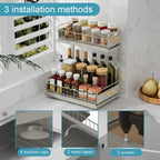 Under Sink Organizer, Pull Out Kitchen Cabinet Organizer 2 Tier Slide Out Under Sink Organizers and Storage, Sink Shelf Cabinet Storage Shelves for Kitchen Bathroom Pantry, Grey