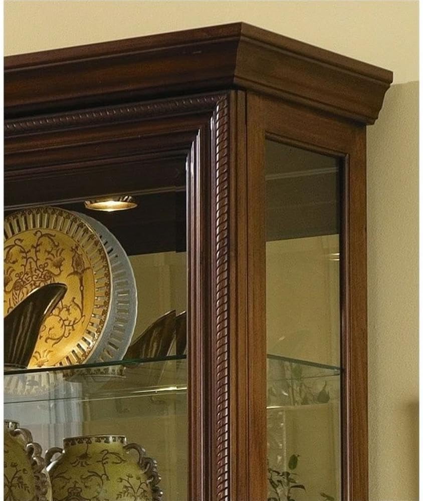 Pulaski Furniture Poplar Wood Sliding-Door Curio in a Rich Brown Finish