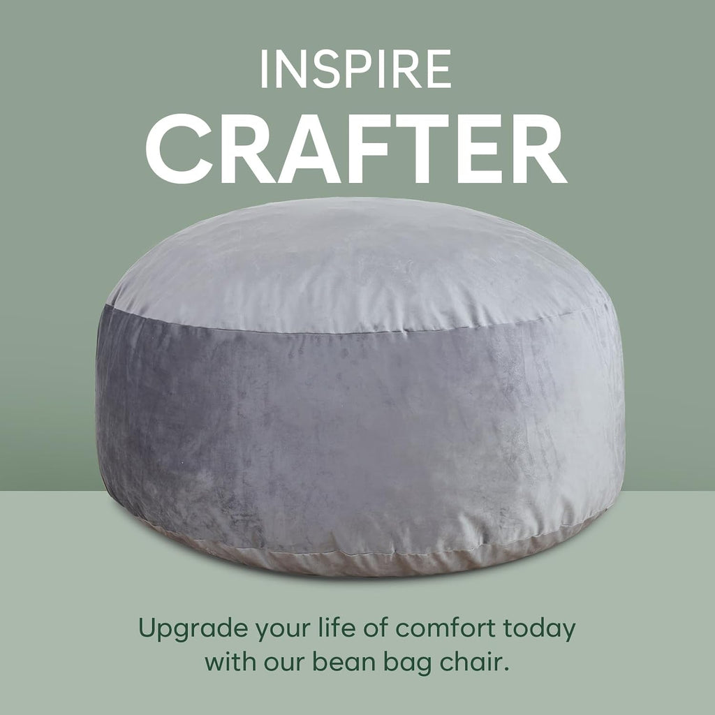 3 Ft Bean Bag Chair, Memory Foam Bean Bag Chairs for Adults with Filling, Round Bean Bag Sofa with Filler Included, Beanbags with Soft Dutch Velvet Fabric,3 Foot, Dark Grey