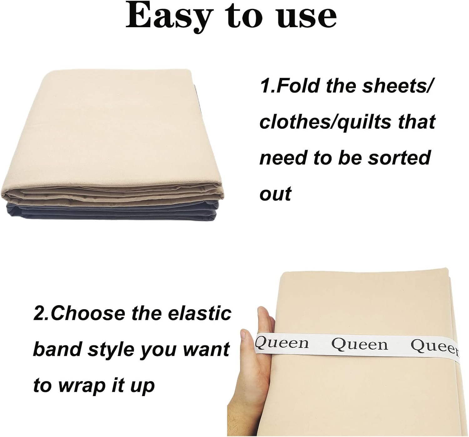 2 Pieces Bed Sheet Organizer Bands, Sheet Organizers and Storage Label Bands, Sheet Label for Bedding, Sheets Organizer for Closet,Sheet Keepers Linen Labels Bedding Bands (2Pcs Full)