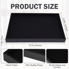 Velvet Jewelry Tray for Drawers Black Jewelrys Display Tray Stackable Jewelry Organizer Trays for Necklace Bracelet Ring Watch (2, Black)