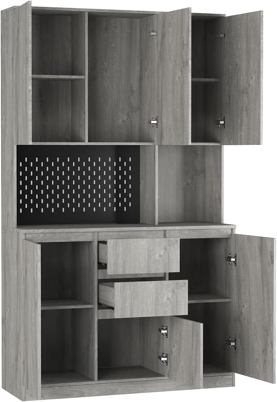 74 Inch Freestanding Kitchen Pantry Cabinet, Wooden Cutlery Storage Cabinet w...
