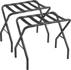 AMHANCIBLE Luggage Rack, Foldable Suitcase Stands Set of 2, Metal Luggage Holder for Guest Room, Bedroom, Hotel, Holds up to 110 lb, Easy Assemble, Black HLR01BK