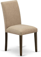 East West Furniture X727AB747-5 5 Piece Dining Set Includes a Rectangle Dining Room Table with X-Legs and 4 Light Sable Linen Fabric Upholstered Parson Chairs, 40x72 Inch, Multi-Color